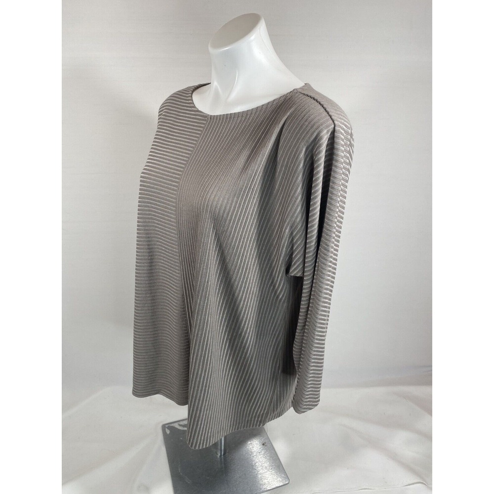 Chicos Womens Textured Stripe Top Size‎ 2 Scoop Neck - Picture 7 of 12